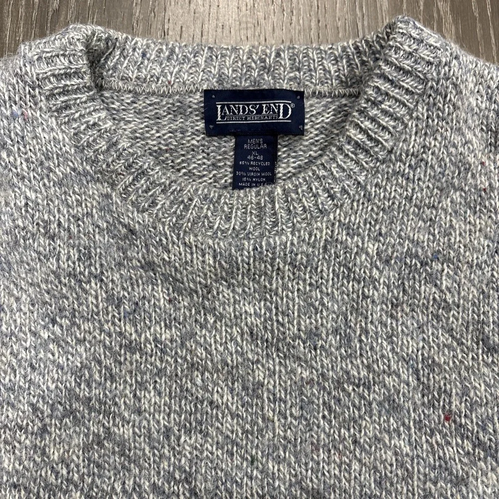 VTG Lands' End Sweater Mens XL Ragg Wool Made USA Cabincore Luxe Heritage Fleck